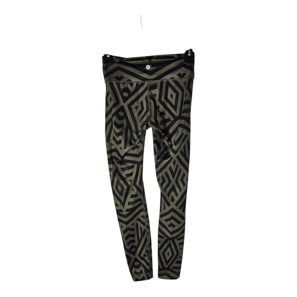 Lululemon Wunder Under Pant Geometric Green And Black Sz. 2 - Picture 2 of 2